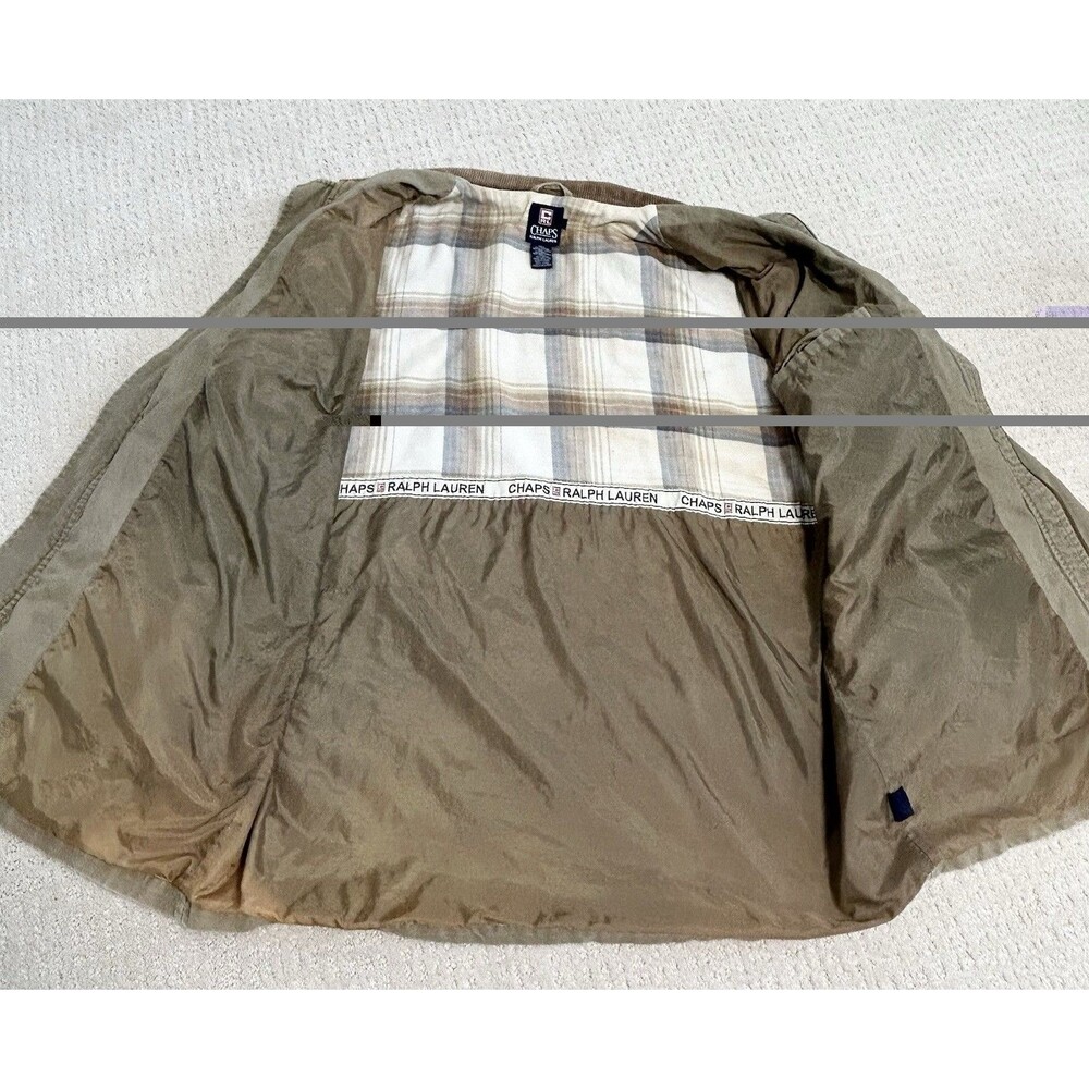 Vintage Chaps Ralph Lauren Light Brown Chore Coat Jacket Corduroy Collar Large - Picture 8 of 13